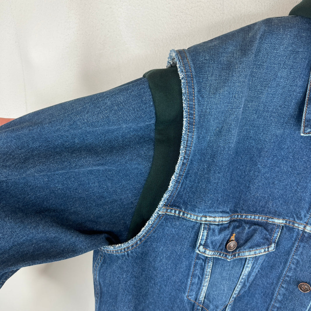 Balenciaga Blue/Green Twinset Hooded Denim Jacket