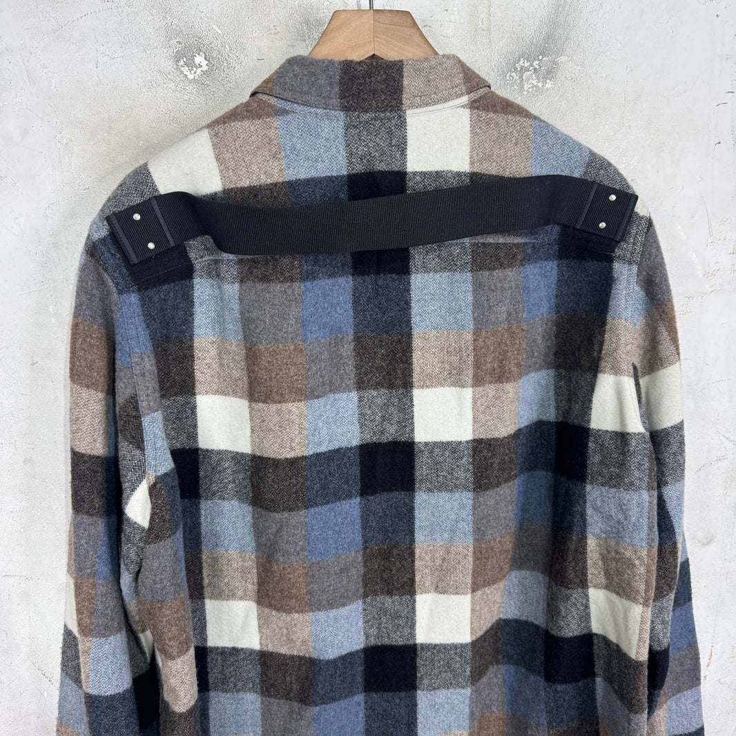 Rick Owens Porterville Wool Strapped Checkered Flannel