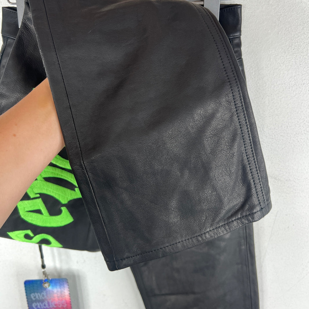 Endless Denim Black/Green Leather Pants
