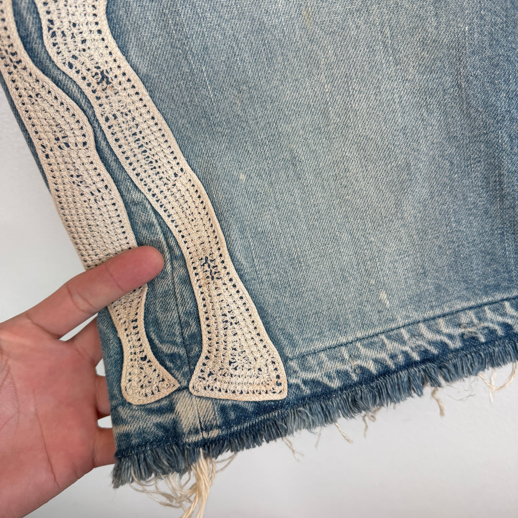 Kapital Blue Denim Bone Shorts