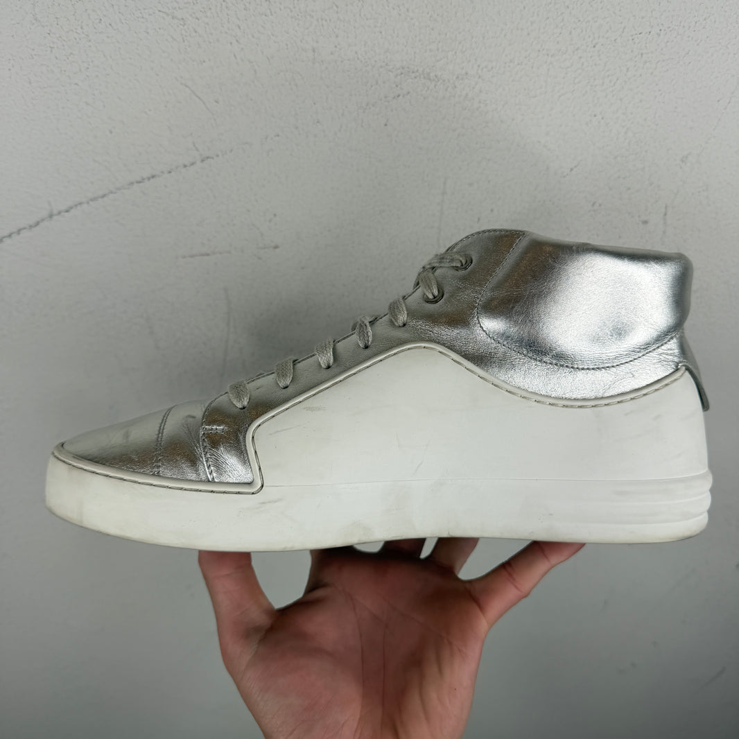 Chanel White/SIlver CC Logo Rubber High Sneakers