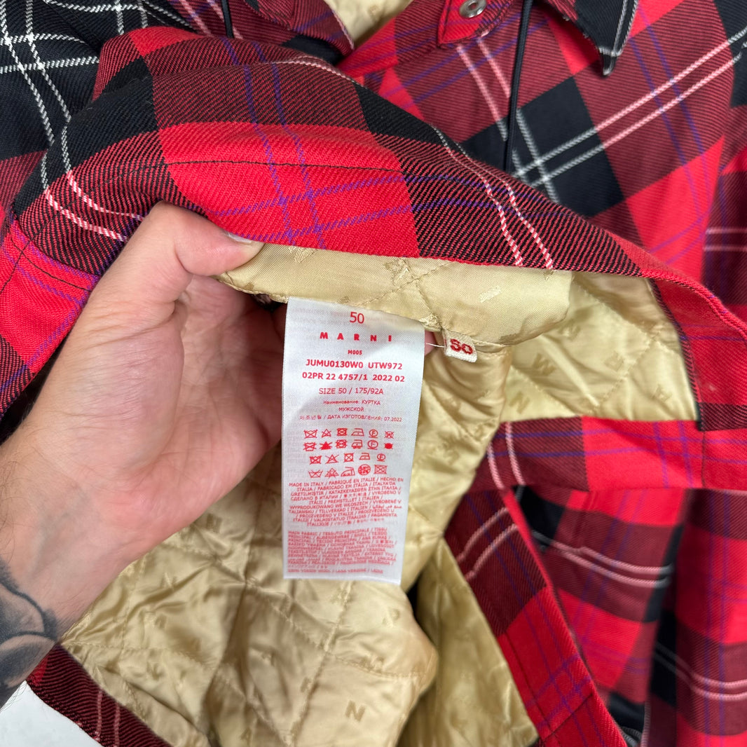 Marni Red Plaid Hooded Quilt Flannel