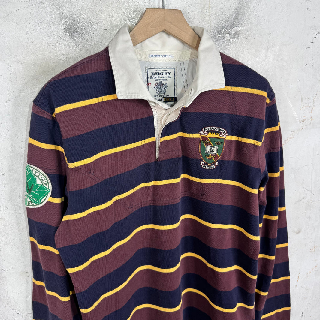 Ralph Lauren Rugby Brown Striped Crest #2 L/S Polo