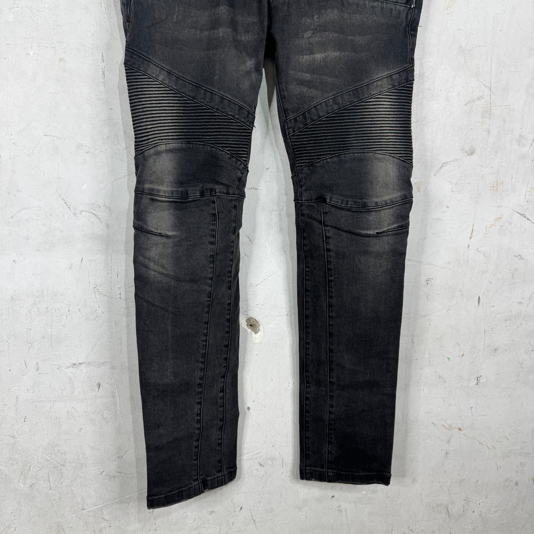 Balmain Faded Wash Biker Jeans