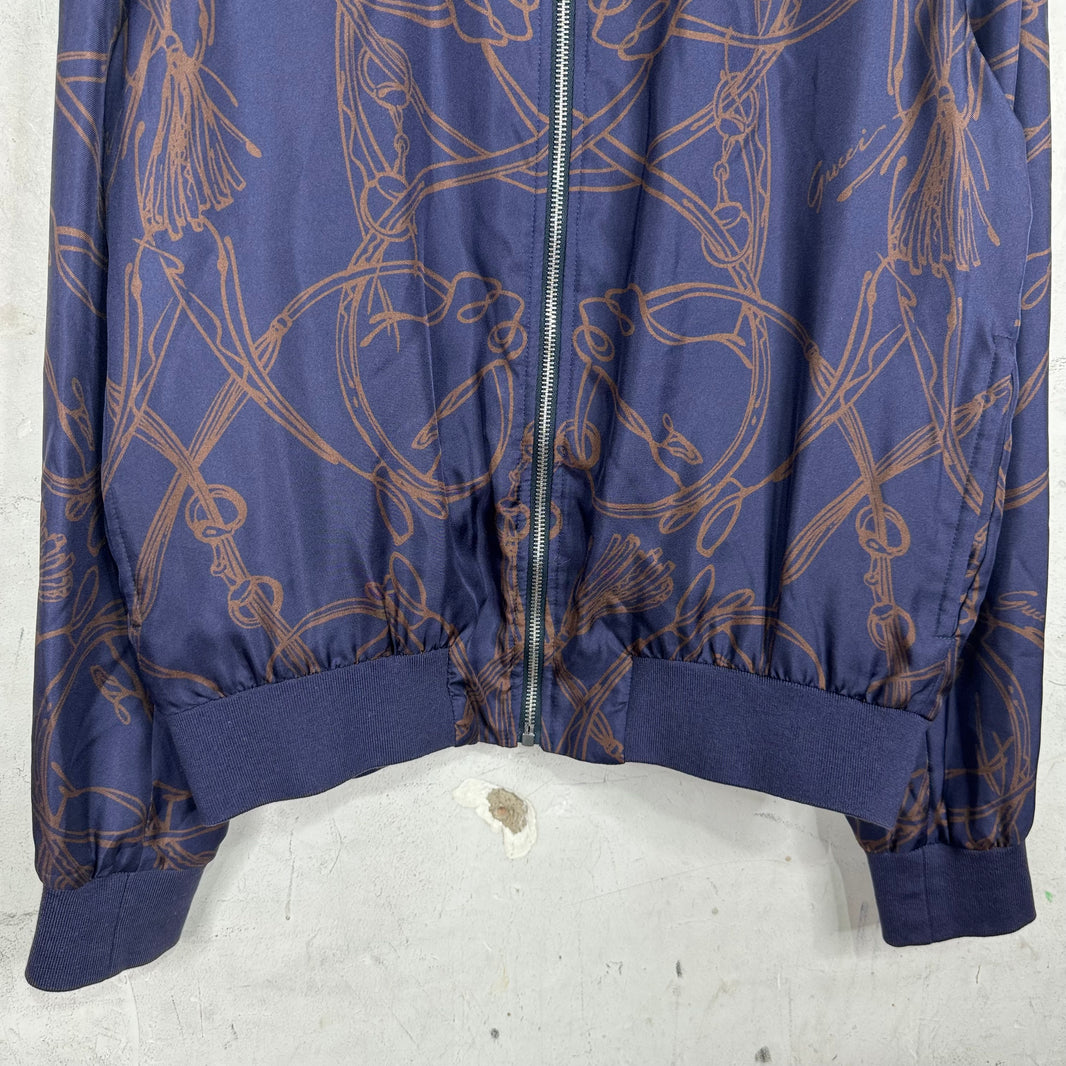 Gucci Silk Horse-Bit Bomber Jacket