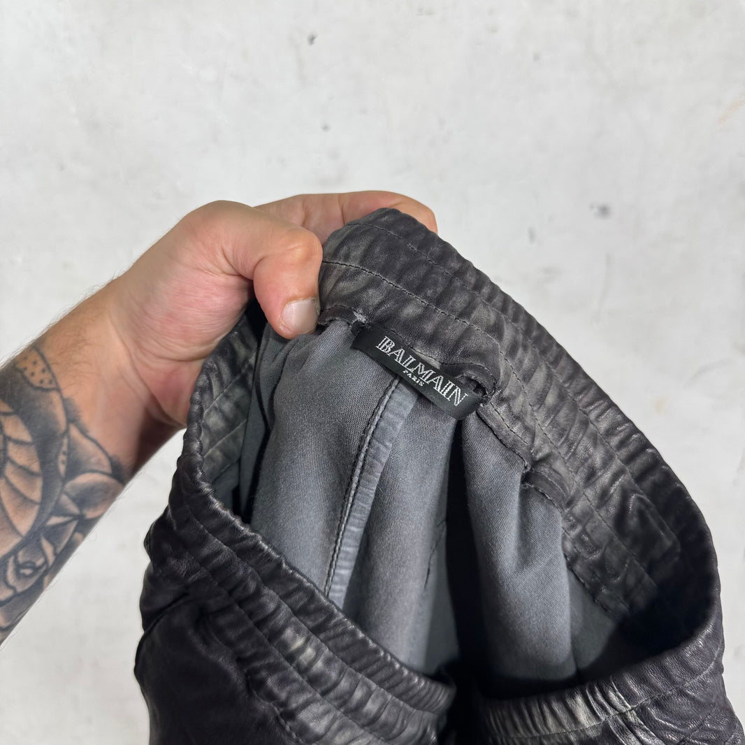 Balmain Leather Drawstring Pants
