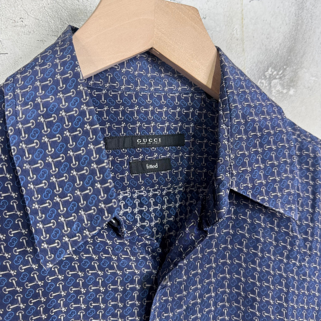 Gucci Horsebit Patterned Silk Shirt