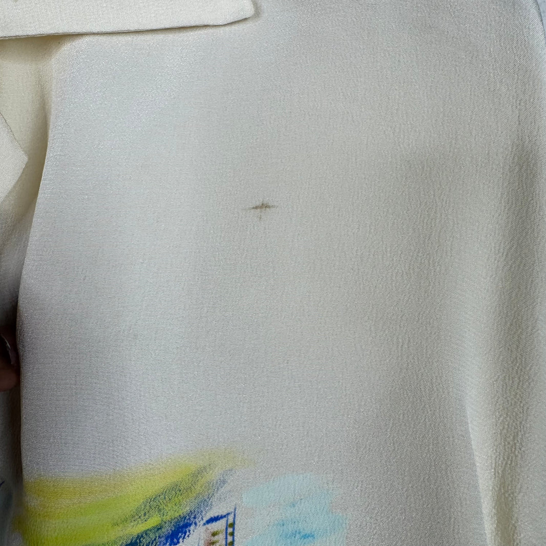 Bode Hand Painted Landscape Silk Button Up Shirt