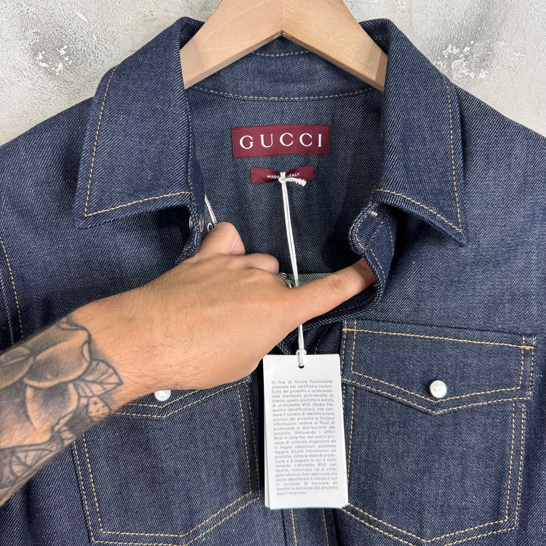 Gucci Raw Denim Snap Shirt