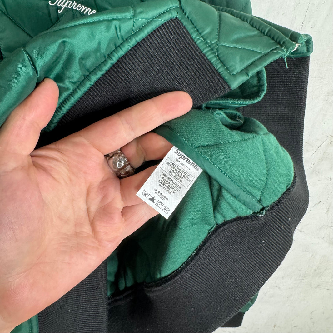Supreme Green Sequin Patch Quilted Bomber
