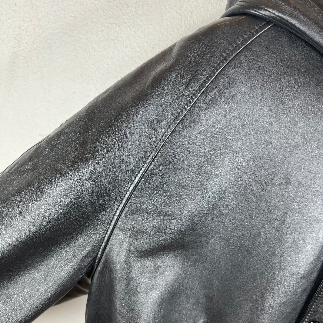 Celine Leather Hooded Bomber Jacket