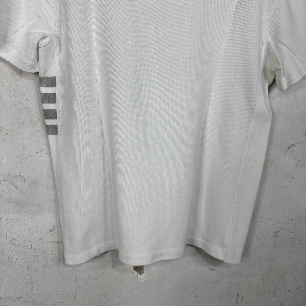 Thom Browne Side Striped White T-Shirt
