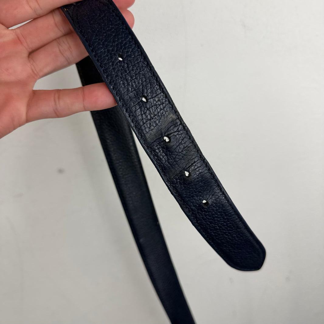 Faure Le Page Blue Monogram Leather Belt