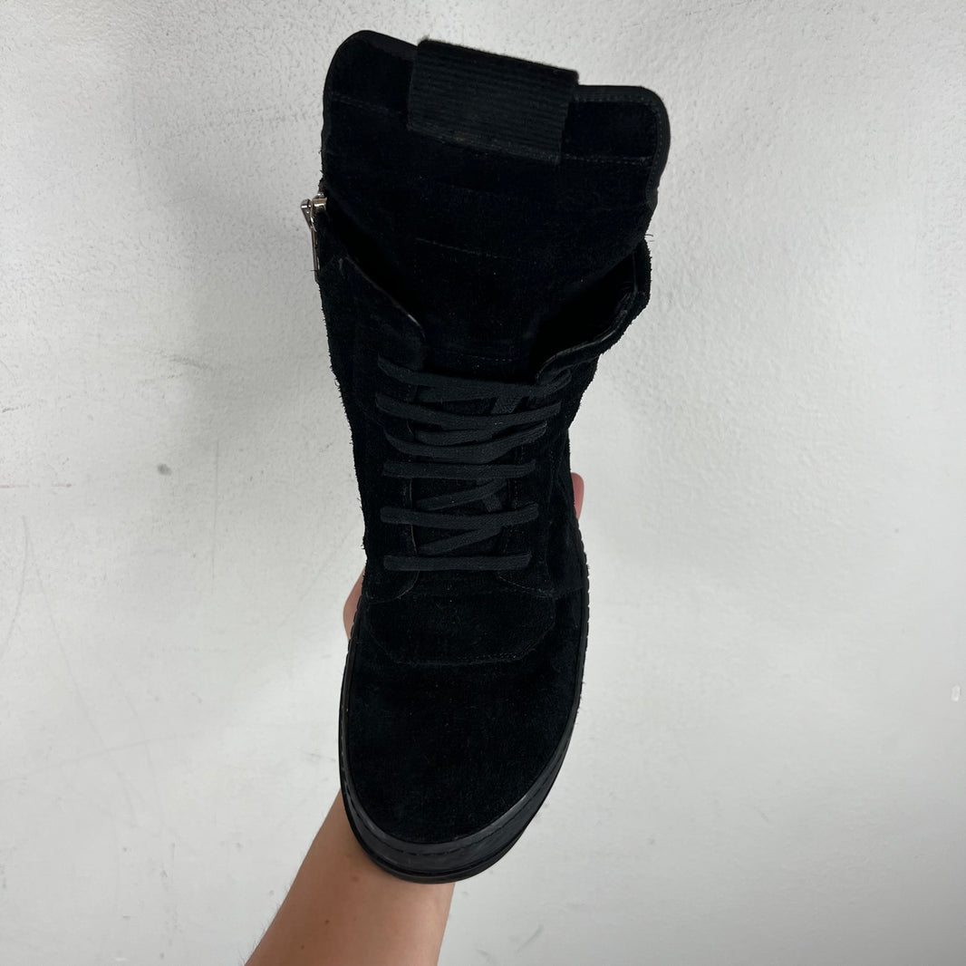 Rick Owens Triple Black Suede Geobaskets