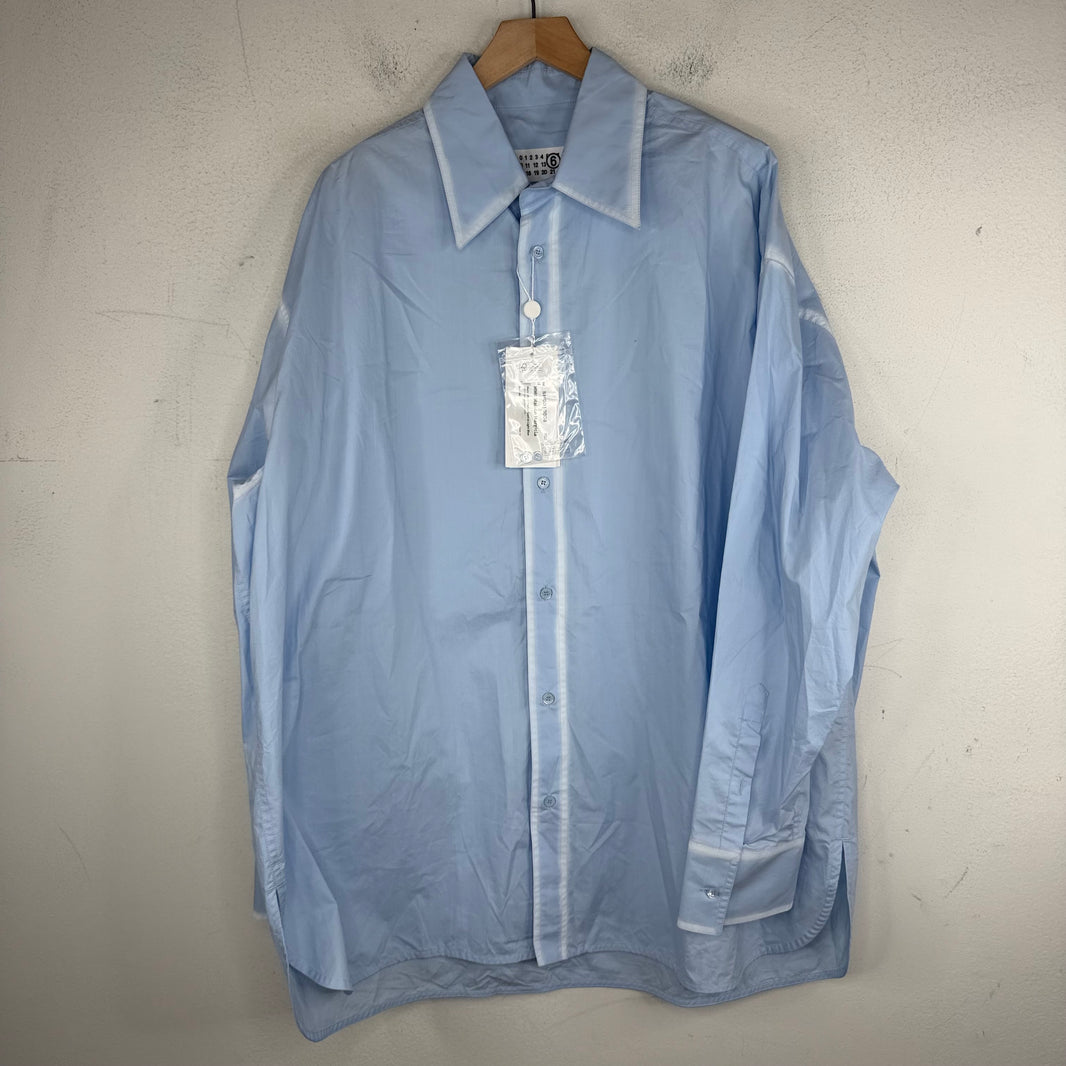 MM6 Worn Effect Poplin Button Up LS Shirt