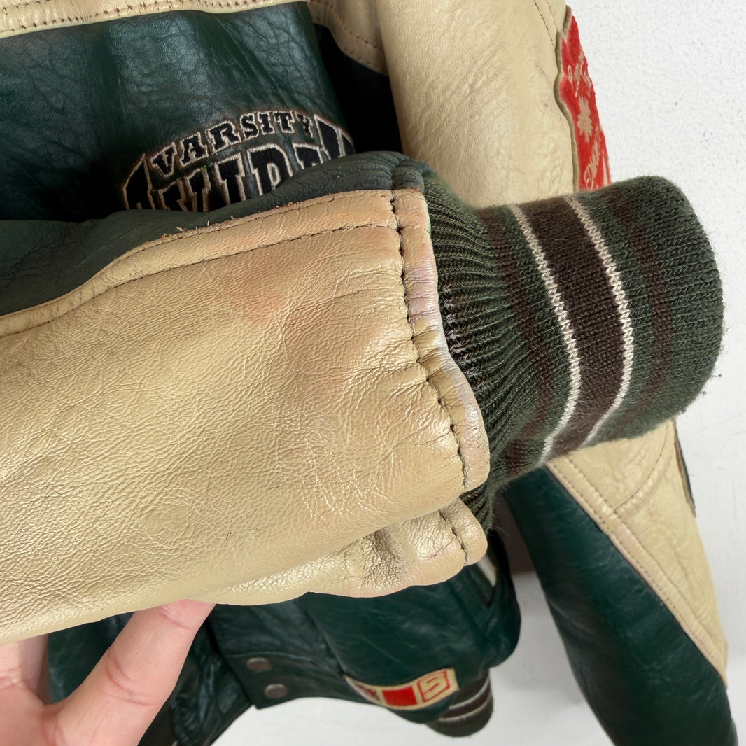 Vintage Avirex Leather Two-Tone Zip Up Jacket