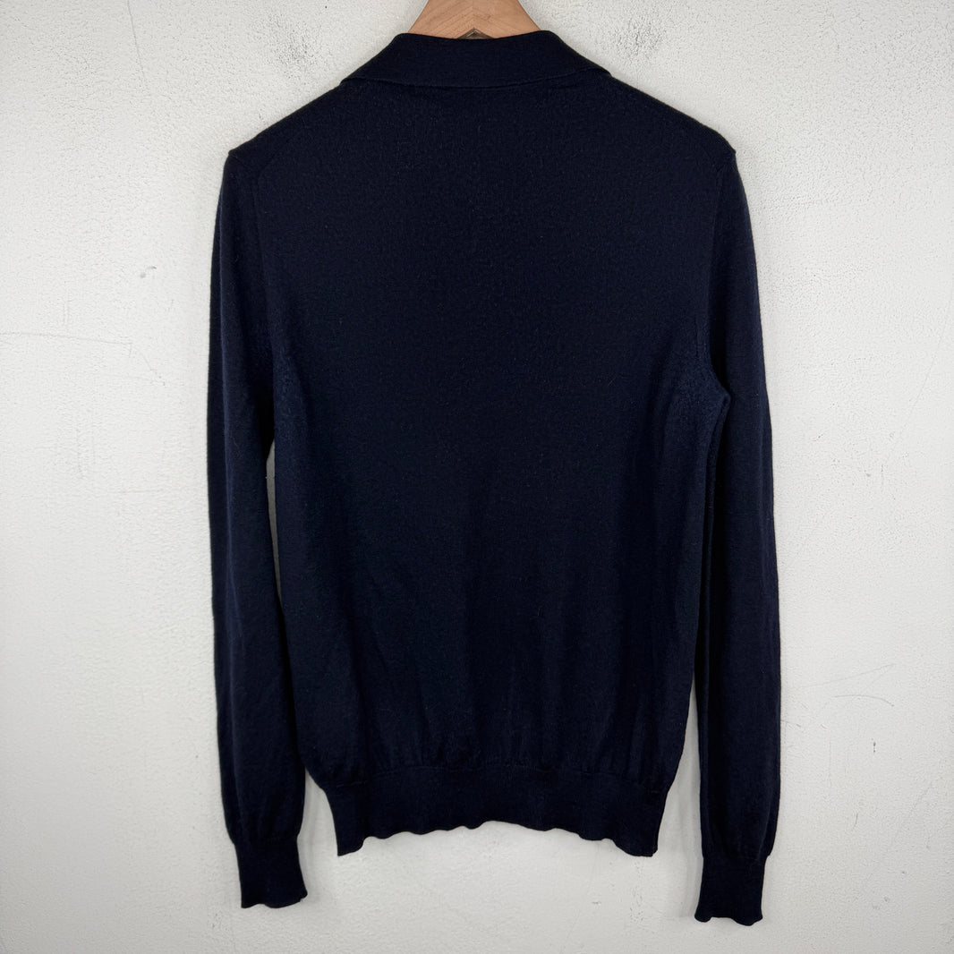 Prada Navy Knit LS Polo T-Shirt