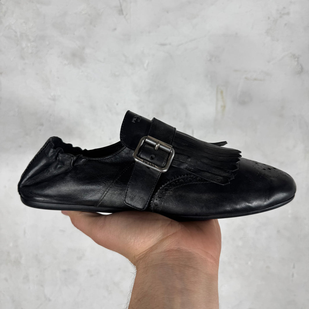 Prada Shuffle Fringed Monk Strap Shoes