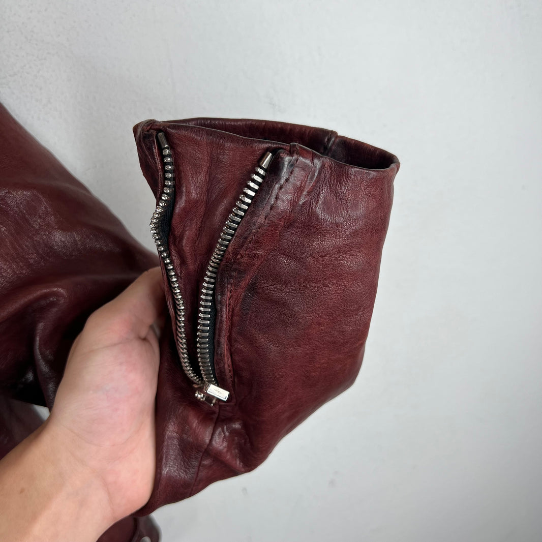 Balmain Lambskin Burgundy Perfecto Jacket