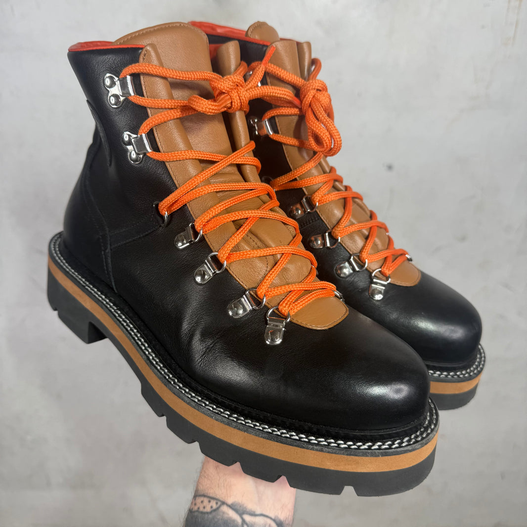 Hermes Leather Orange Trimmed Hiking Boots