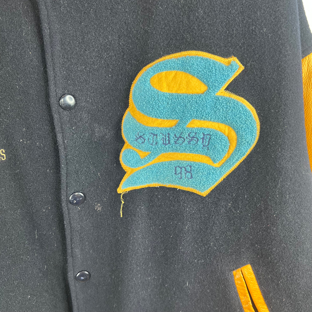 Stussy Big 4 Navy/Yellow Varsity Jacket