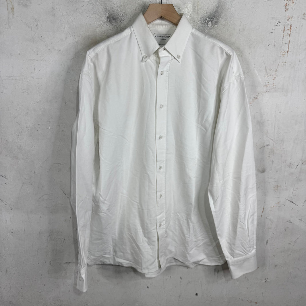 Bottega Veneta White Canvas LS Button Up