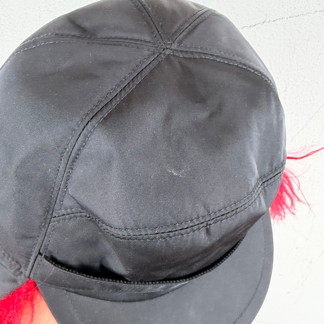 Prada Nylon Red Fur Trooper Hat
