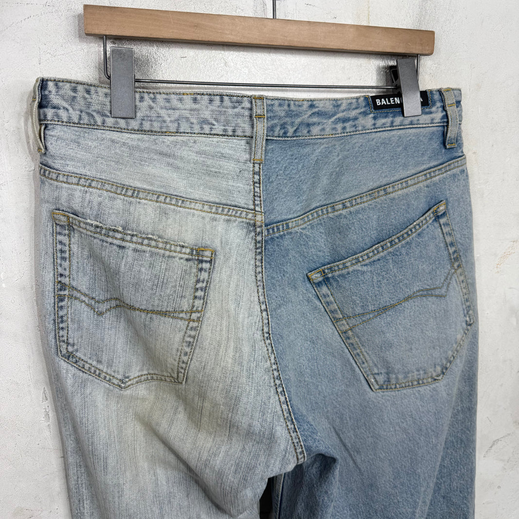Balenciaga Light Wash Split Drawstring Jeans