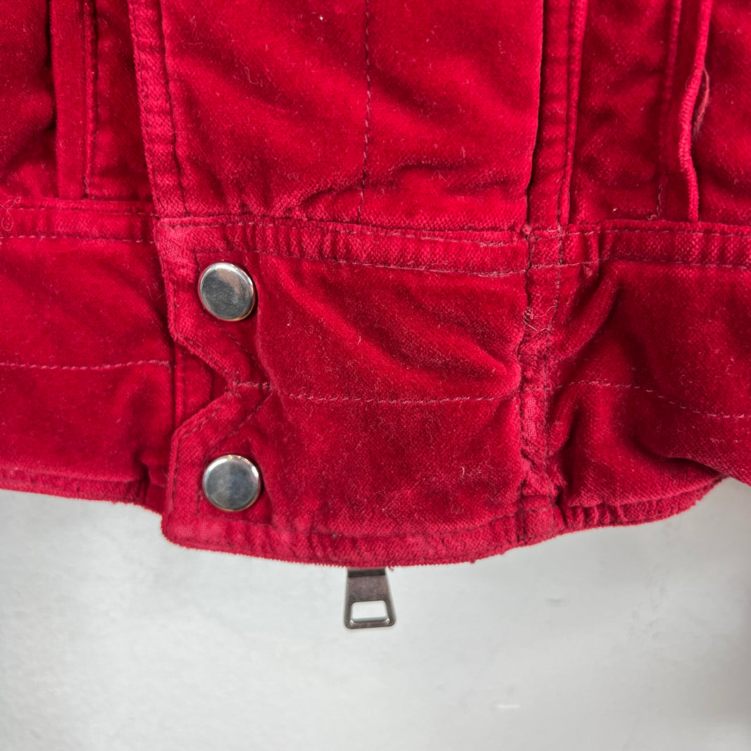 Balmain Red Velvet Crest Jacket
