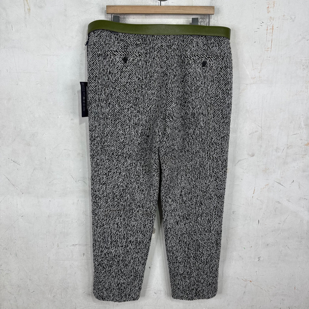 Prada Belted Tweed Trousers