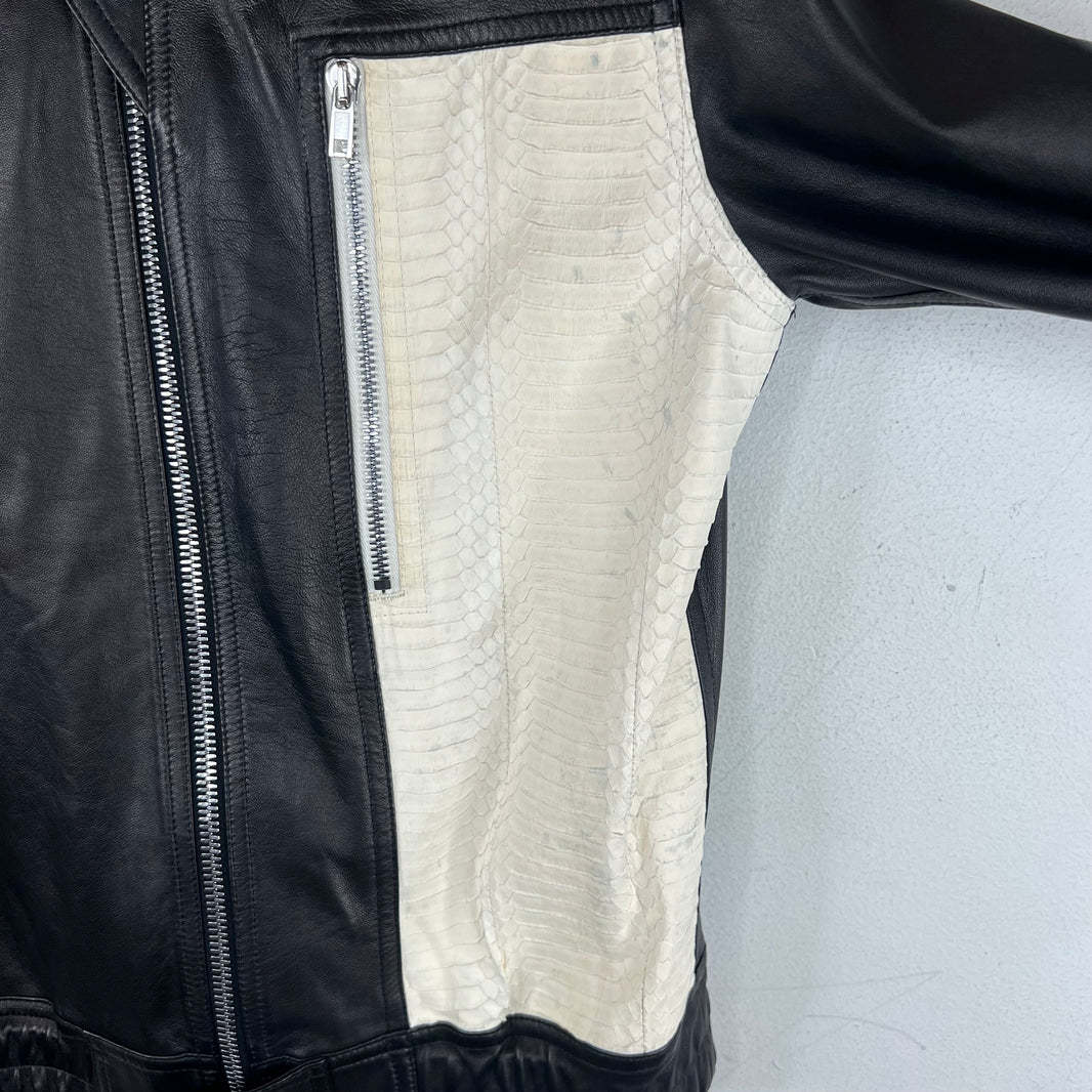 Rick Owens Black Python Leather Moto Jacket