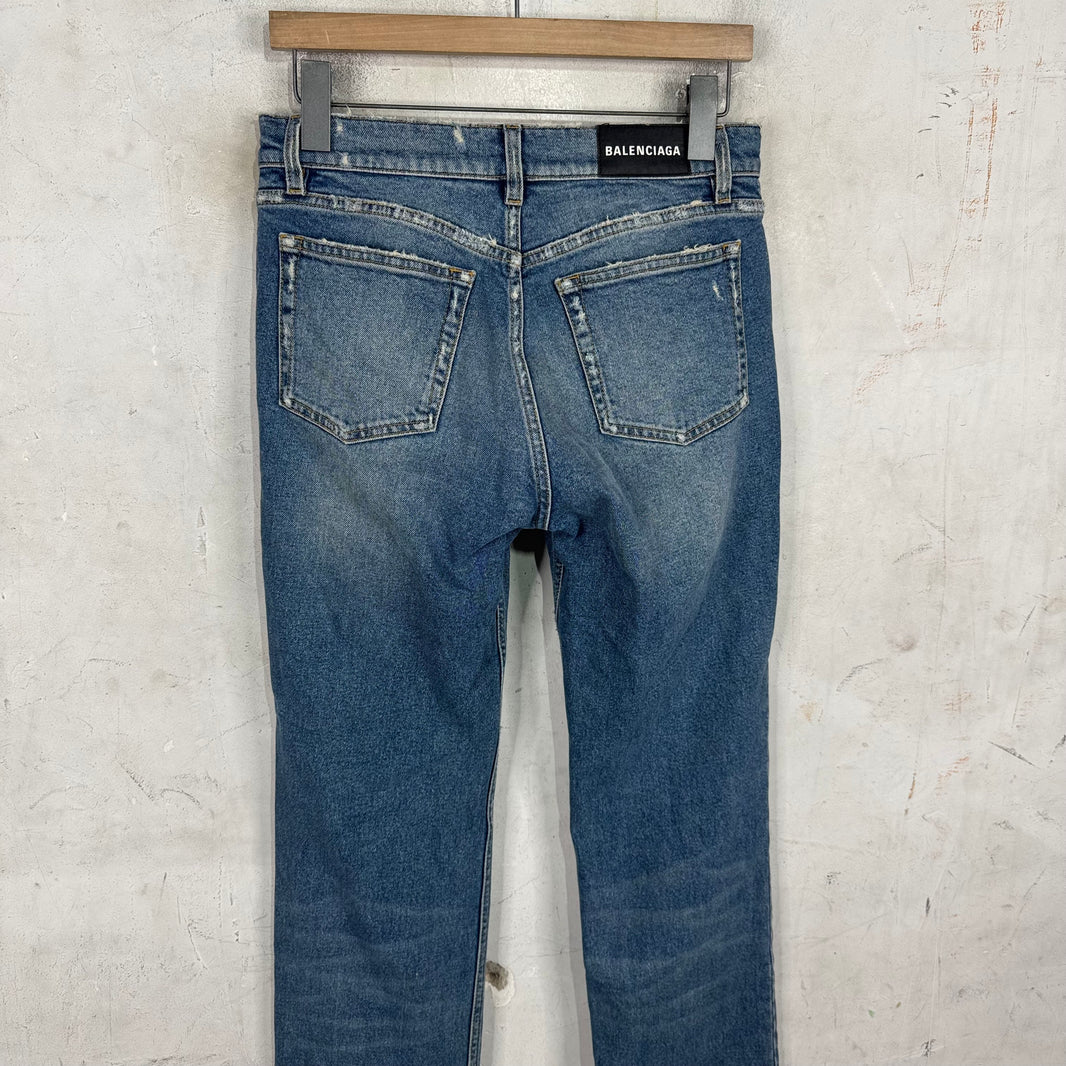 Balenciaga Medium Wash Distressed Skinny Jeans