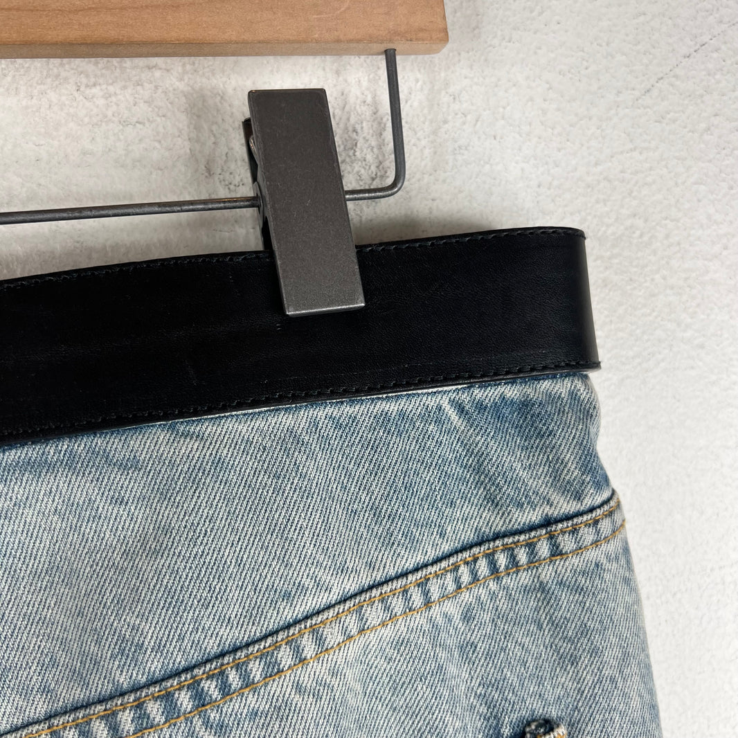 Balenciaga Sample Belted Baggy Distressed Jeans