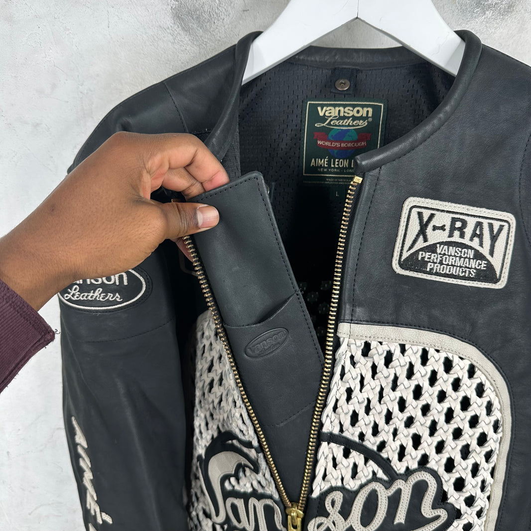 Aime Leon Dore x Vanson Woven Raffia Leather Jacket