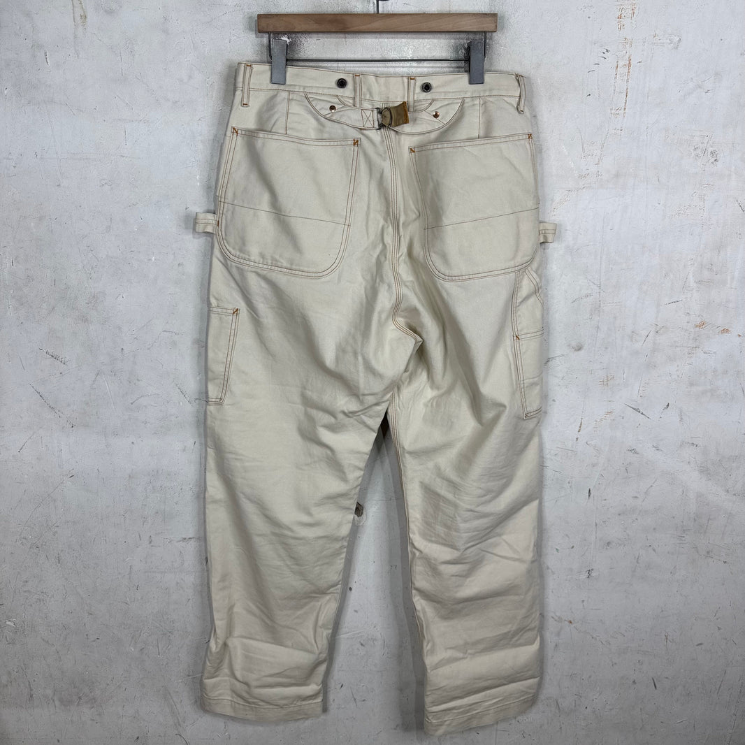 Kapital Beige Contrast Stitched Carpenter Pants