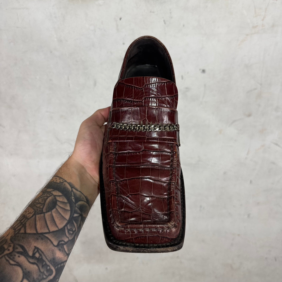 Martine Rose Square Toe Embossed Croc Loafer