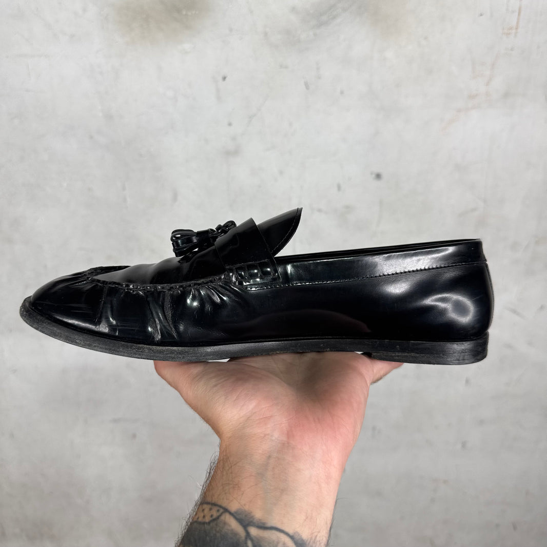 The Row Leather Scrunched Tassel Loafers