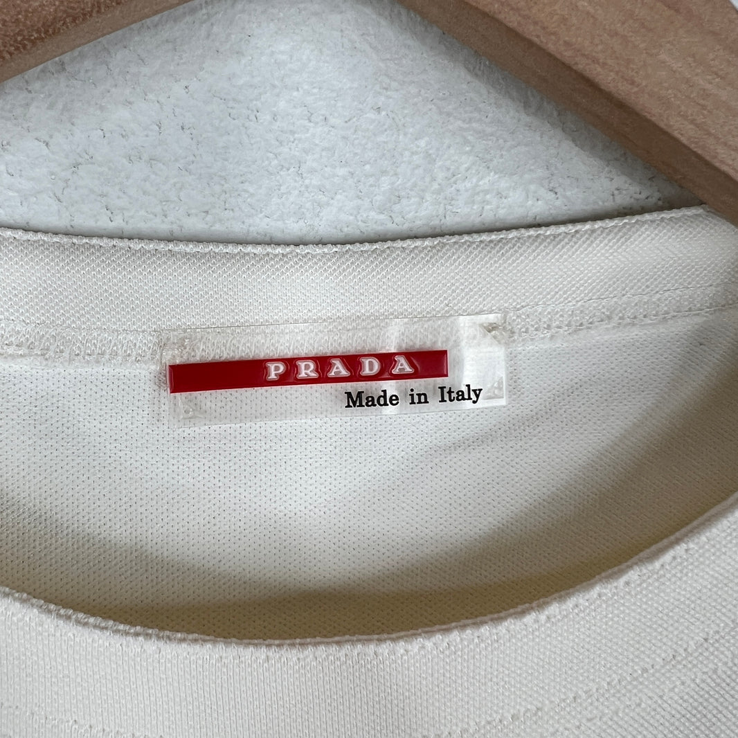 Prada White Zipper Detail T-Shirt