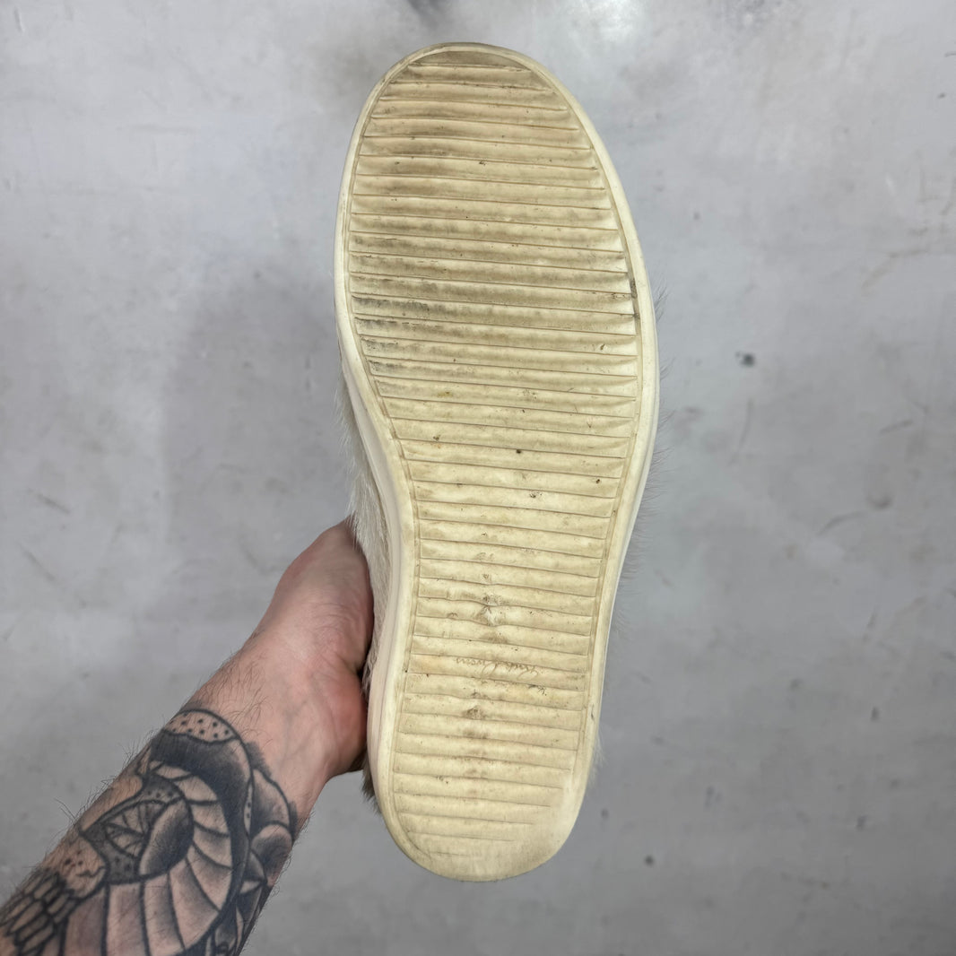 Rick Owens Cream Ponyhair Low Vans