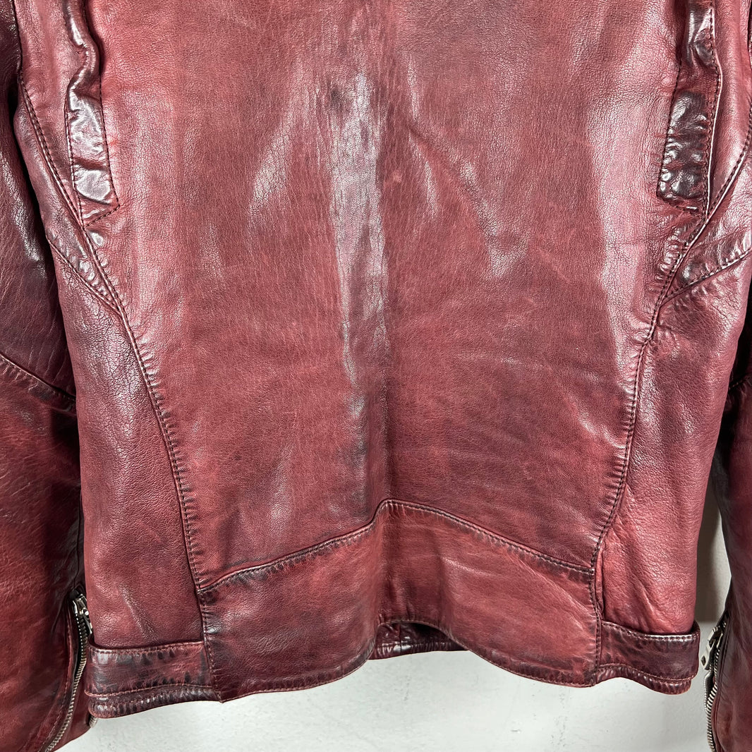 Balmain Lambskin Burgundy Perfecto Jacket