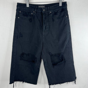 Balenciaga Distressed Long Denim Shorts