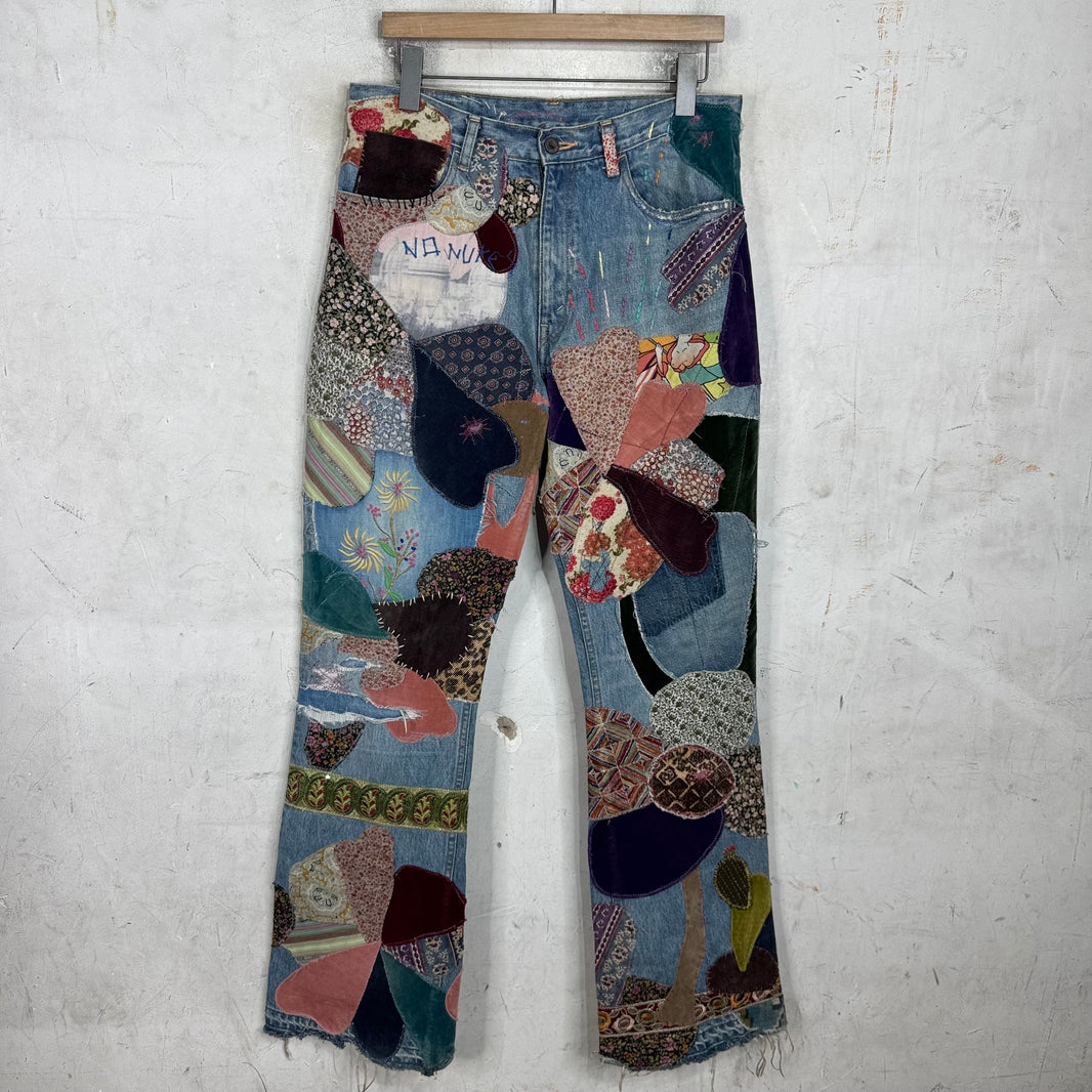 Kapital No Nukes Flared Patchwork Jeans