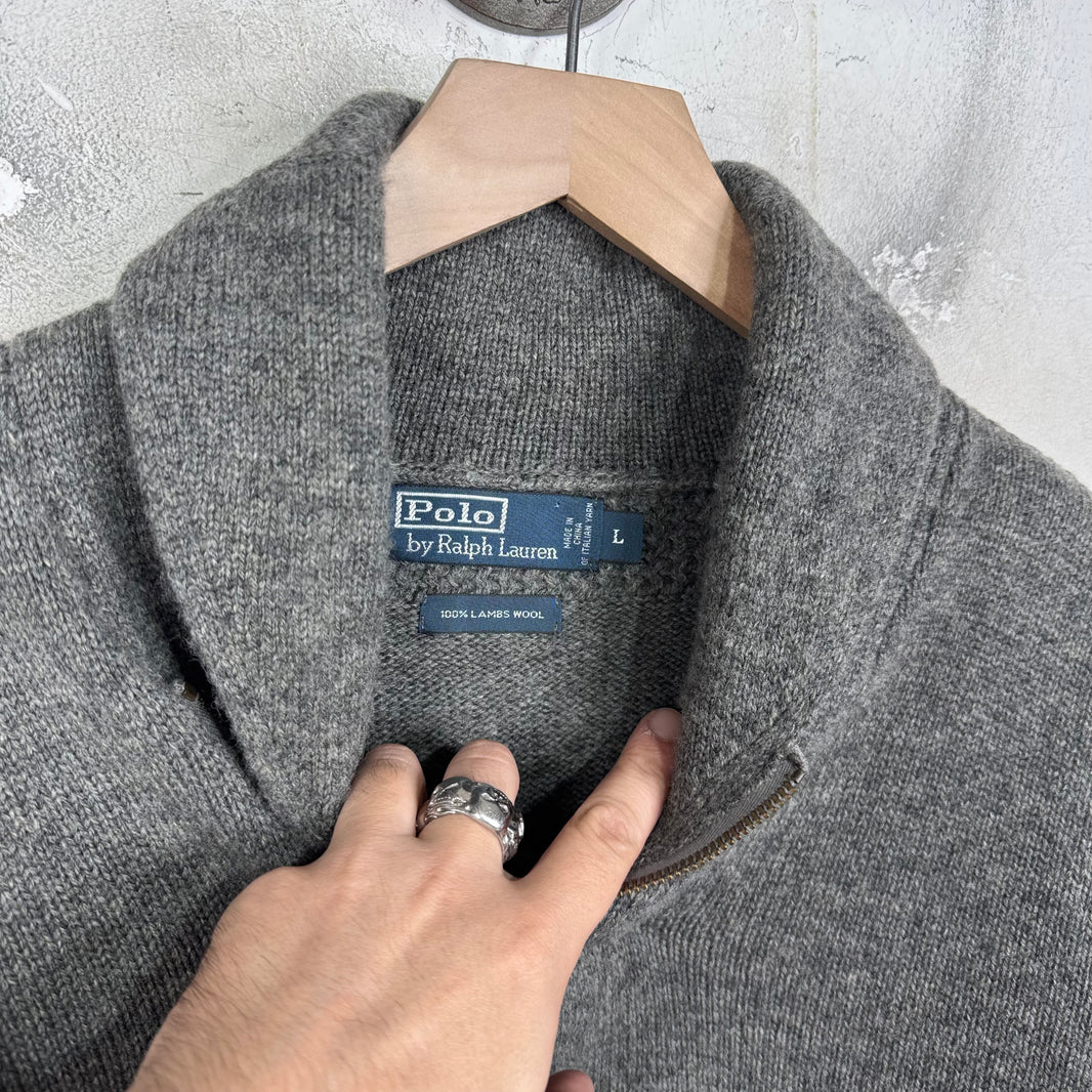 Ralph Lauren Wool Grey Asymmetrical Zip Sweater