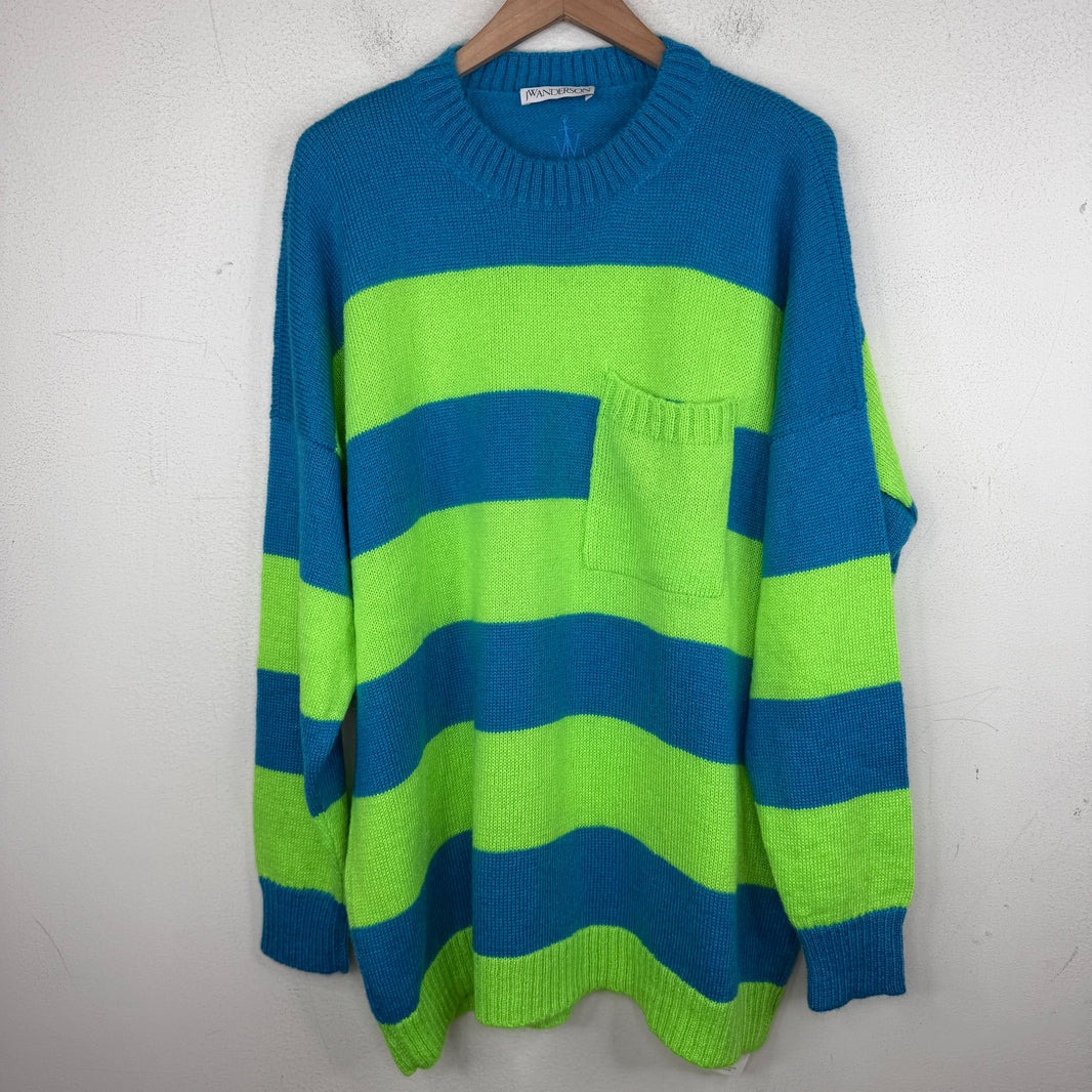 JW Anderson Blue/Green Mohair Pocket Knitted Sweater