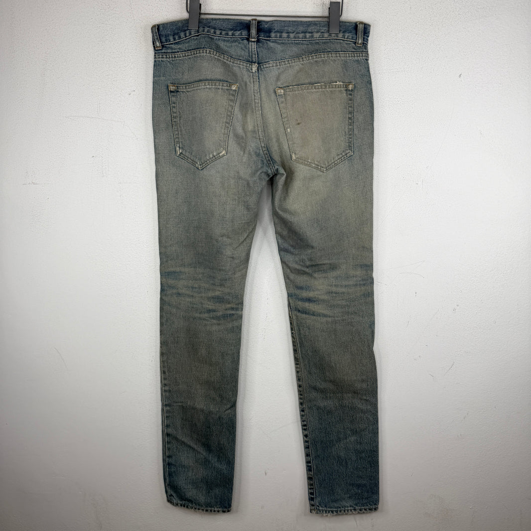 Saint Laurent Light Wash Knee Repair D02 Denim Jeans