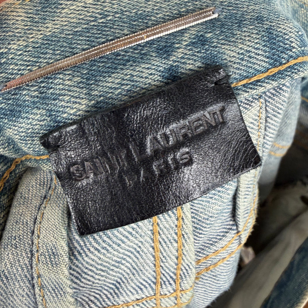 Saint Laurent D02 Washed Light Blue Distressed Jeans
