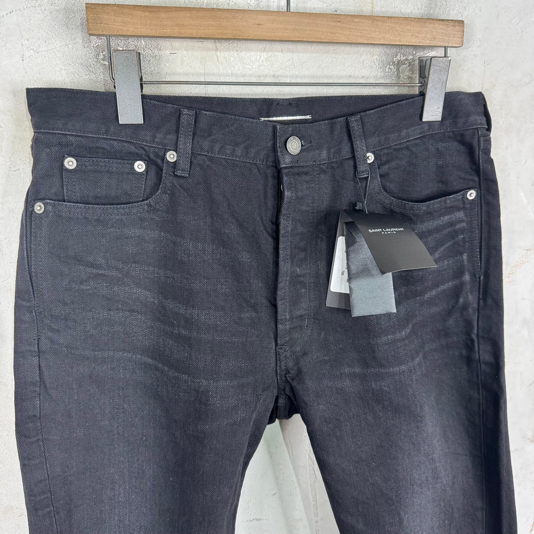 Saint Laurent Black Cutoff Denim Shorts
