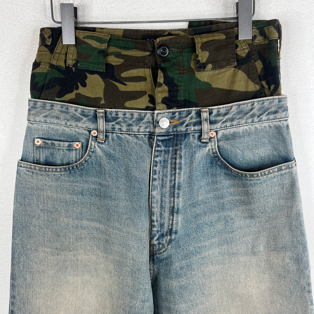 Balenciaga Camo Double Layer Denim Jeans