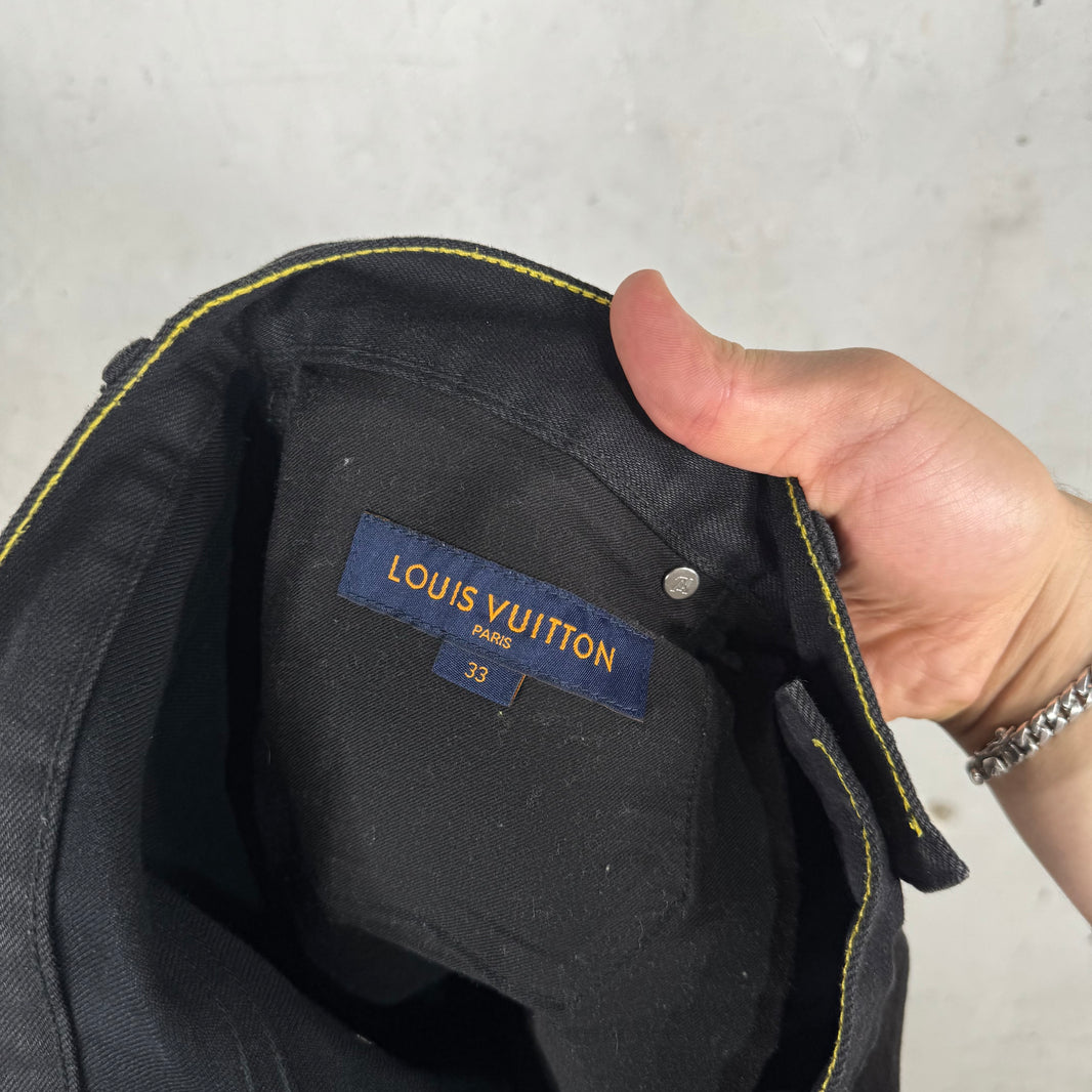 Louis Vuitton Slim Straight Black Tonal Jeans