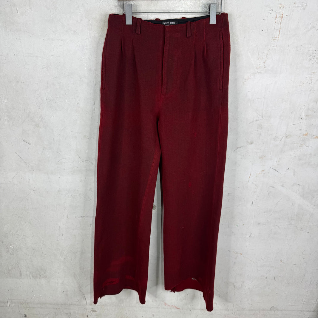 ERD Red Distressed Wool Trousers